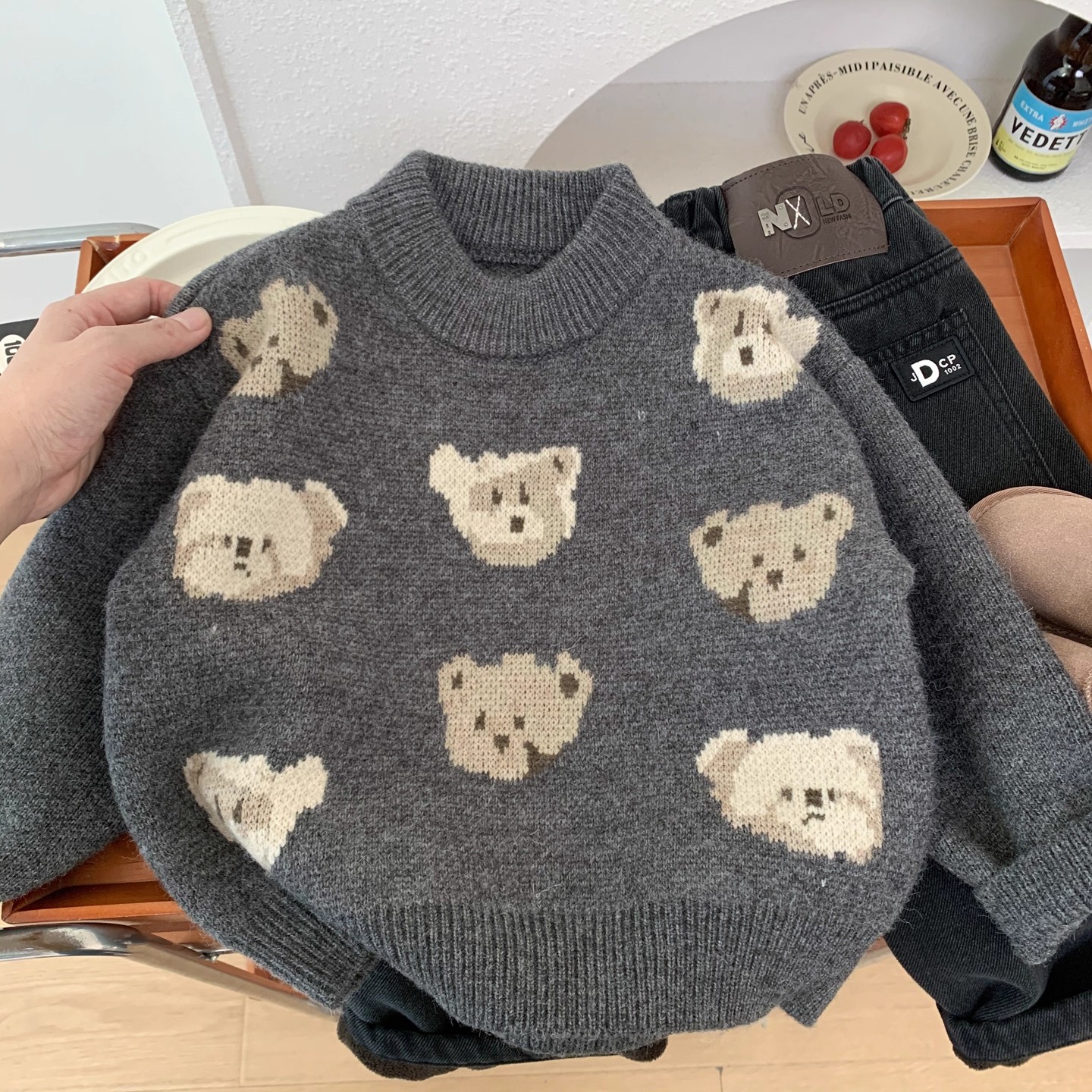 男童秋冬毛衣打底2025新款儿童加厚毛线衣洋气中小童卡通熊针织衫
