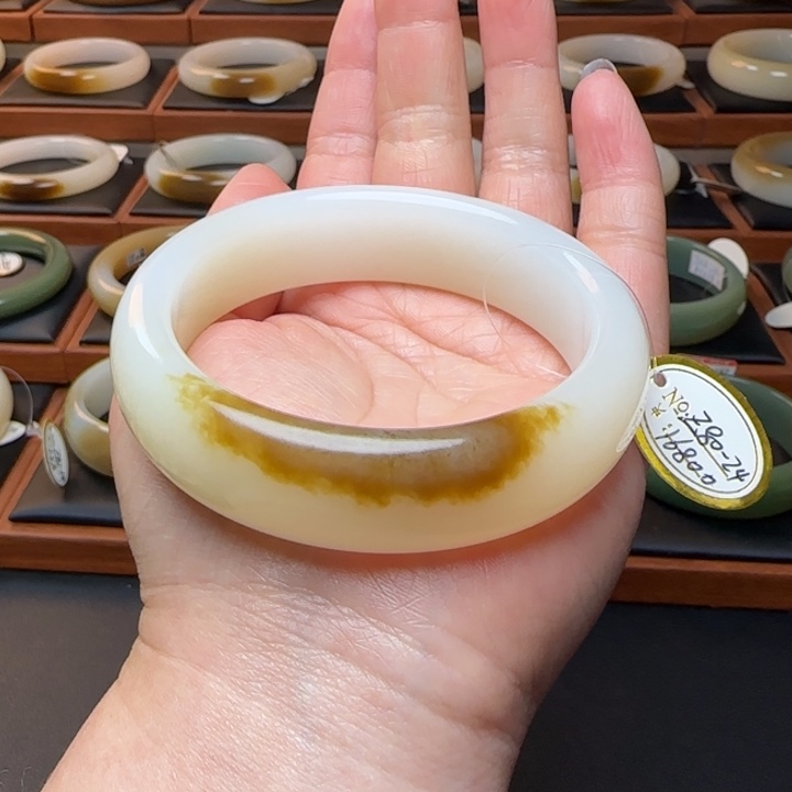 和田玉未镶嵌手镯上新61红糖奶盖