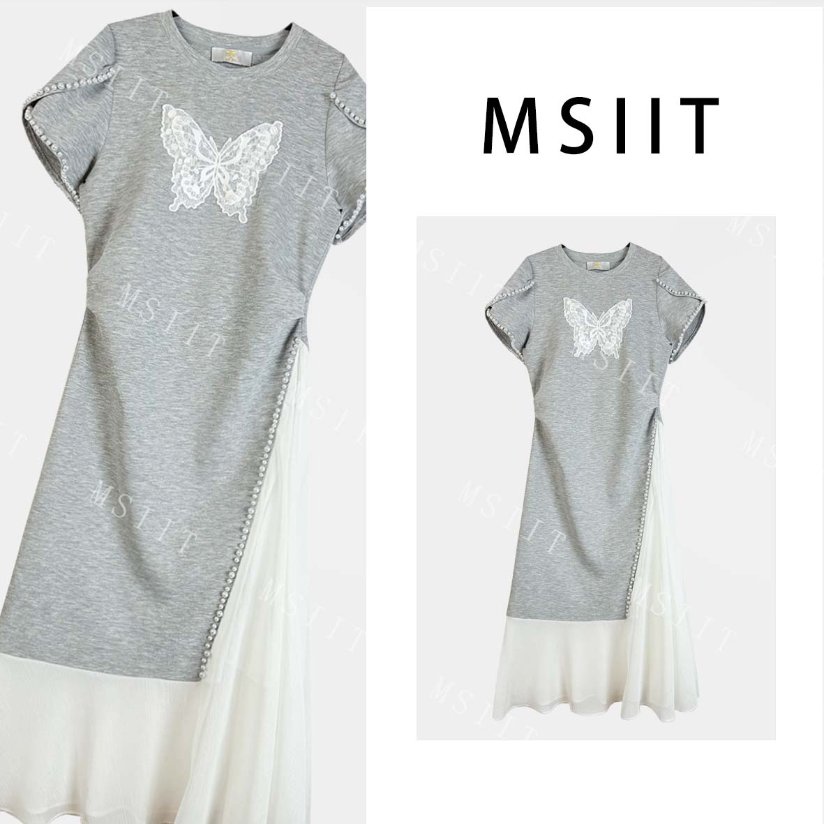 XX-夏日轻奢简约舒适感设计拼接重工显瘦气质连衣裙女JC-A4015