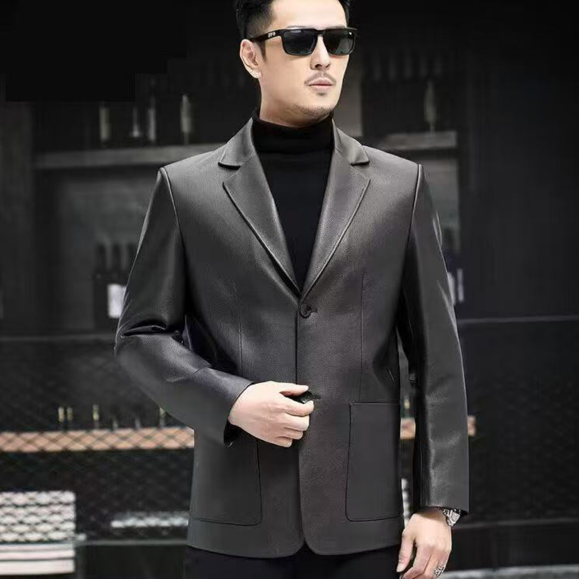 男士头层牛皮西装商务休闲外套