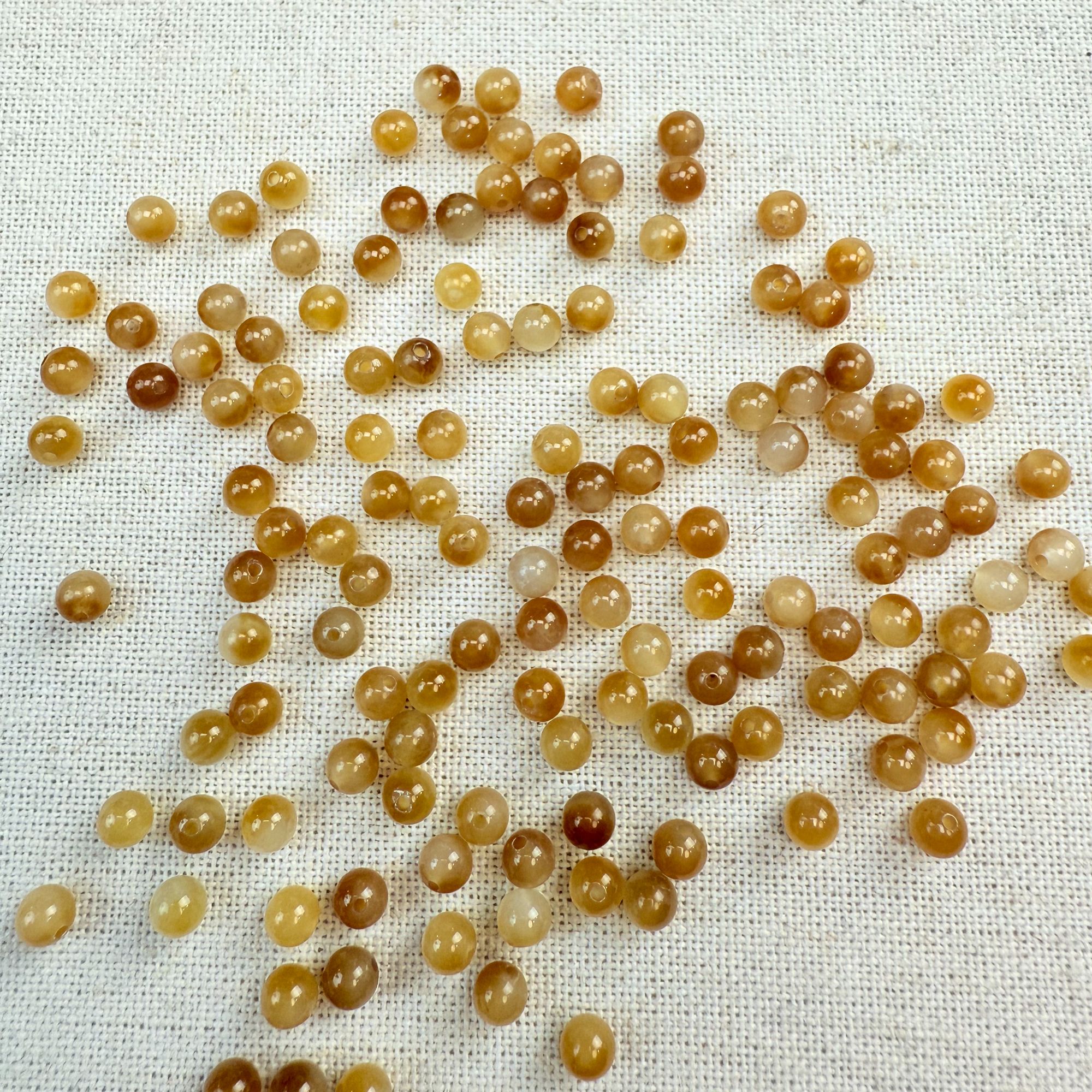 4mm和田玉糖玉糖白金山糖圆珠【10颗】多样性发货-HT2184