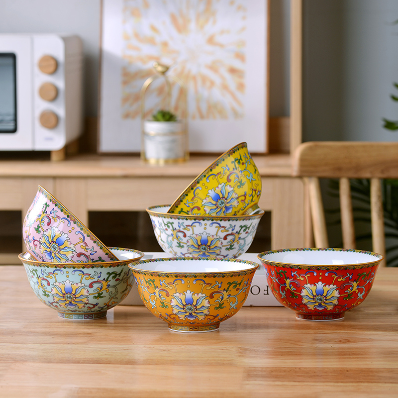 6英寸景德镇珐琅彩高温陶瓷面碗家用小面碗中式瓷碗