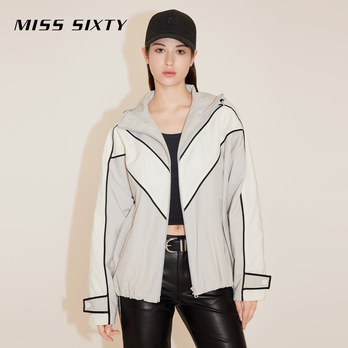 【小玉专属】Miss Sixty春外套拼色设计连帽高能感2393