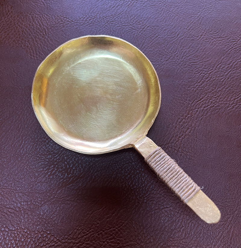 黄铜烤茶器手工造平底茶叶提香陈茶烘培烤茶勺器醒茶酒精保温茶炉