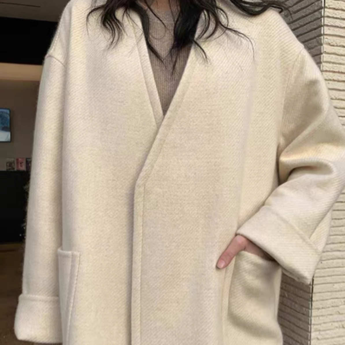 五星原绒大衣米色