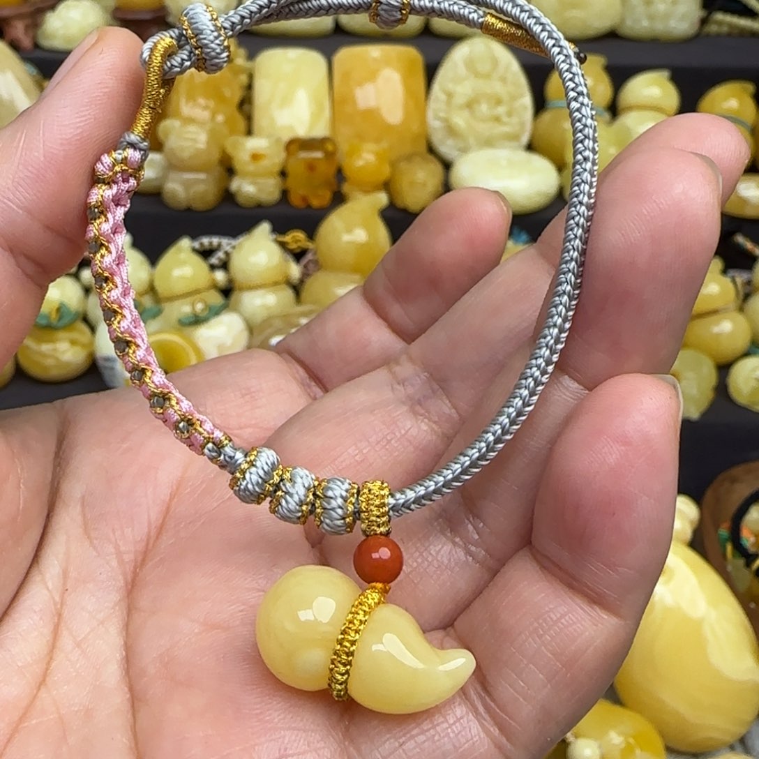 蜜蜡手绳未镶嵌天然俄料蜜蜡葫芦手绳