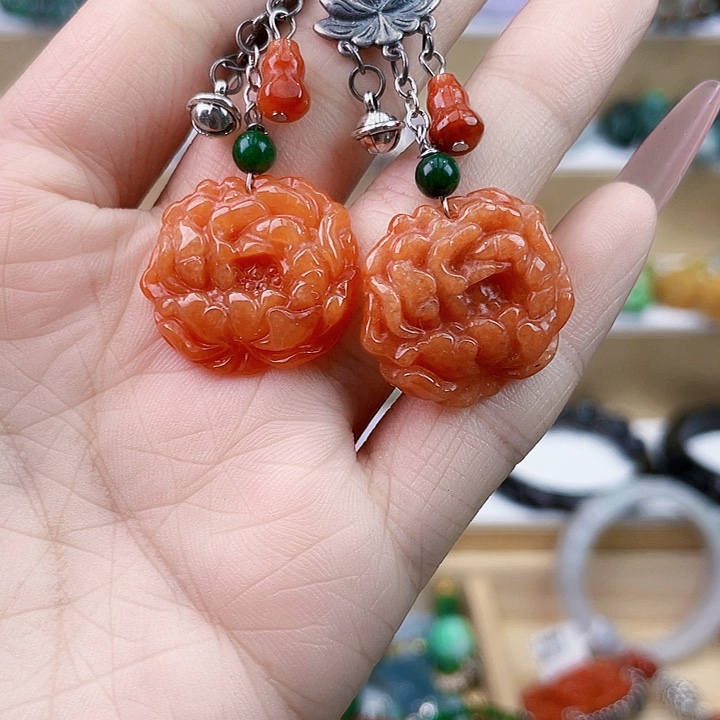 翡翠银S925镶嵌手链耳坠