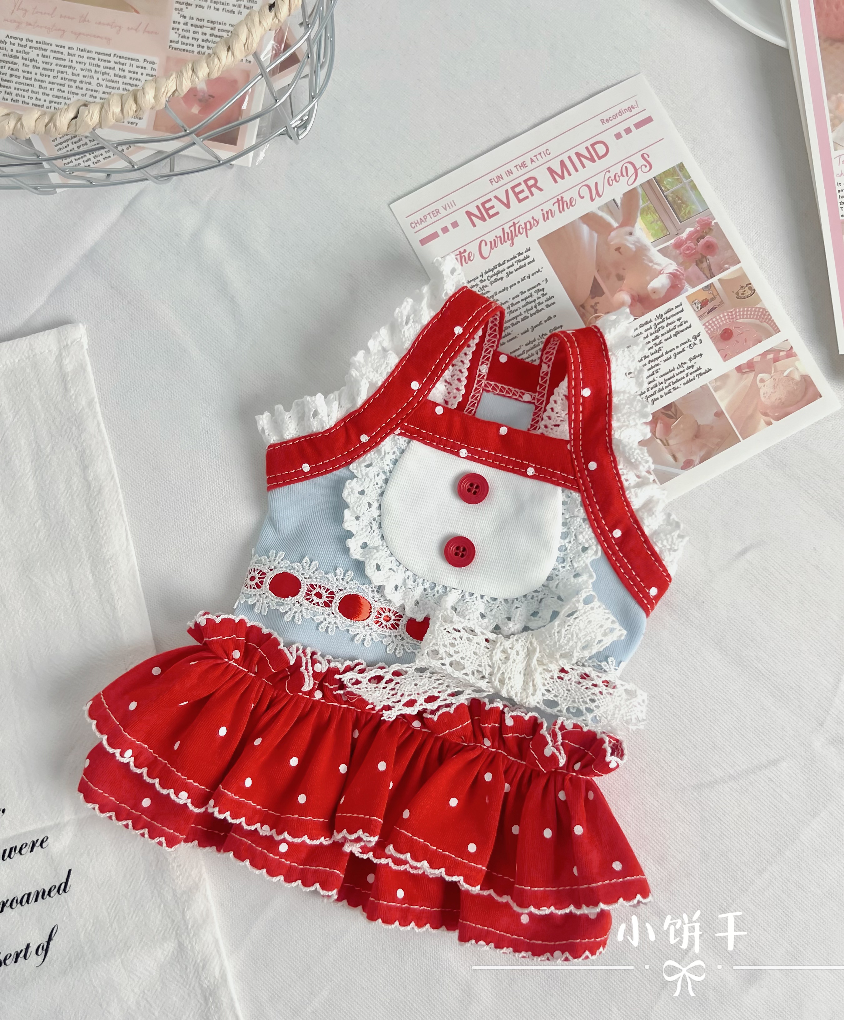 红蓝甜梦波点裙宠物衣服丨小饼干手作