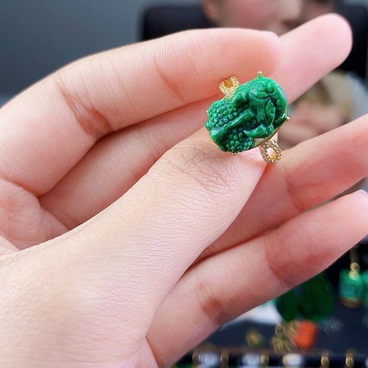翡翠戒指银S925镶嵌饰品