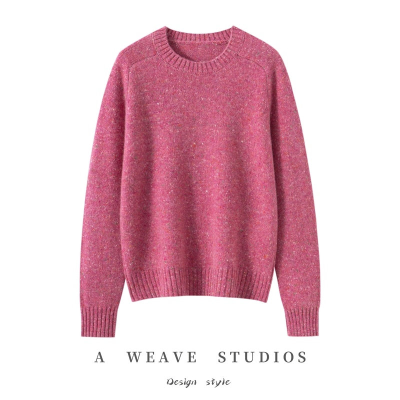 [100%山羊绒]点子纱加厚圆领针织打底衫女