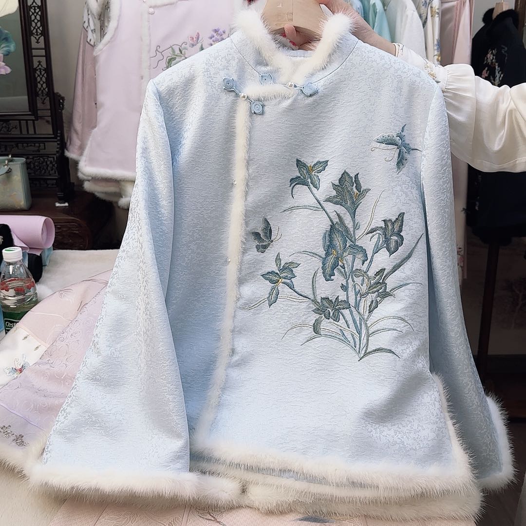刺绣9号，真丝苏绣棉服外套