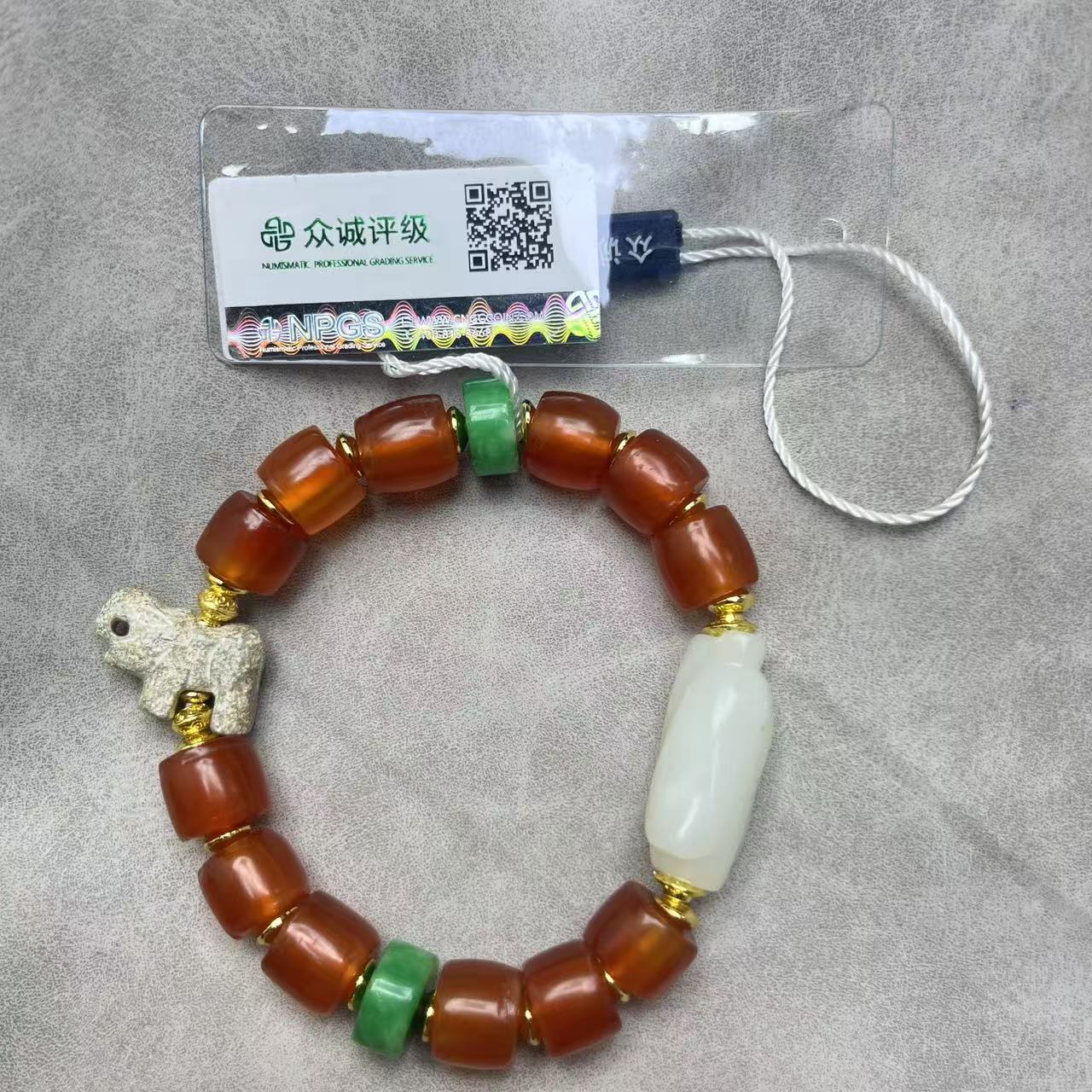 清代红玛瑙佛头 手串 YZ0511[燕赵造物司］