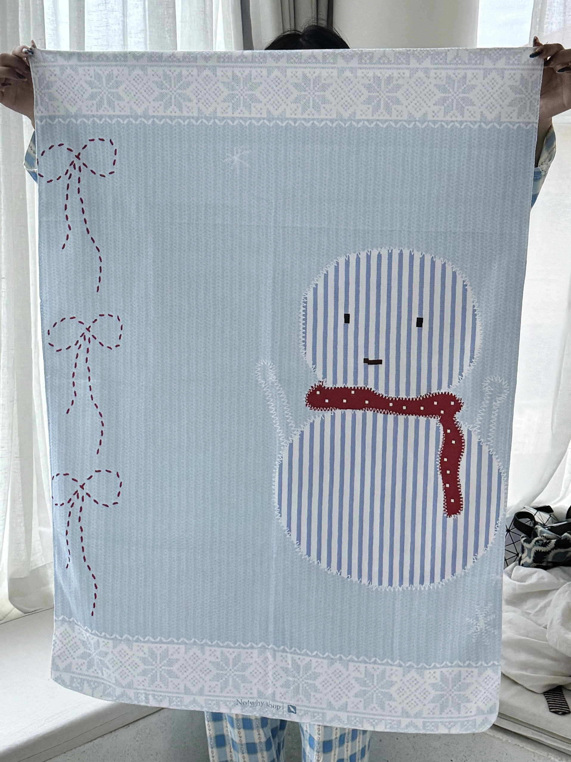 No!why shop·歪店原创费尔岛"小雪人"冬日圣诞风挂布背景布壁饰