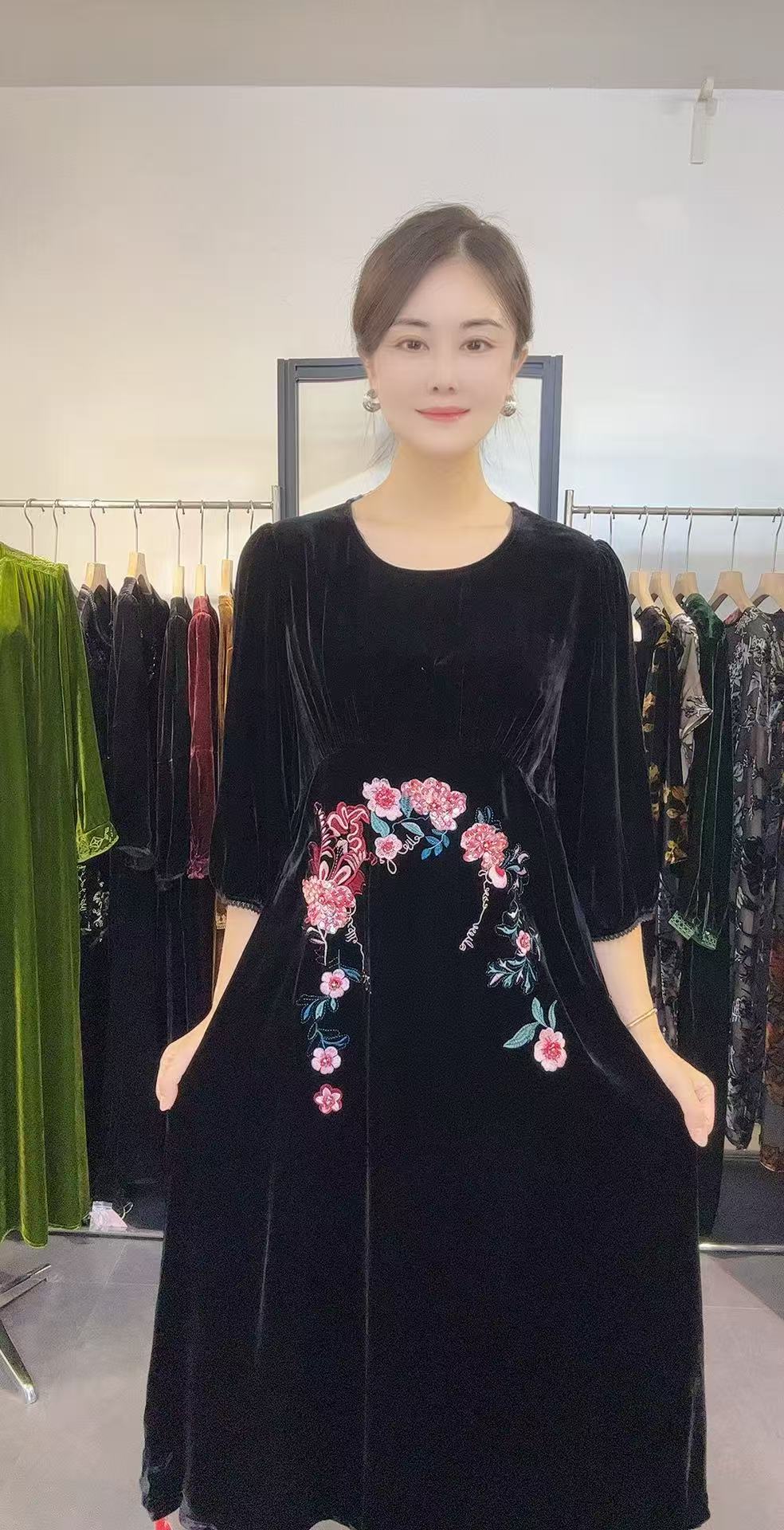 中老年桑蚕丝9661裙子宽松大码女装时尚气质款