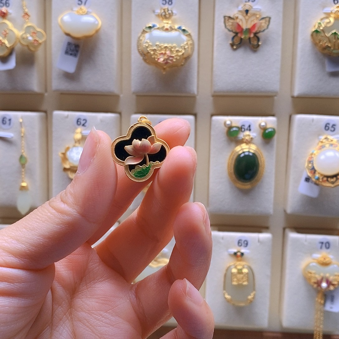 和田玉颈饰银S925镶嵌