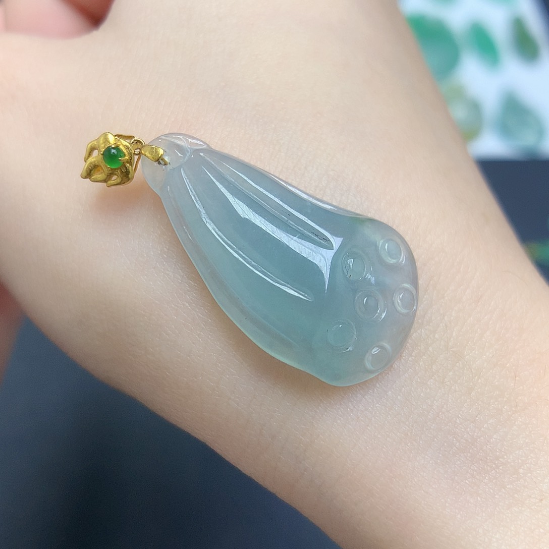 翡翠颈饰18K金镶嵌8888888888888