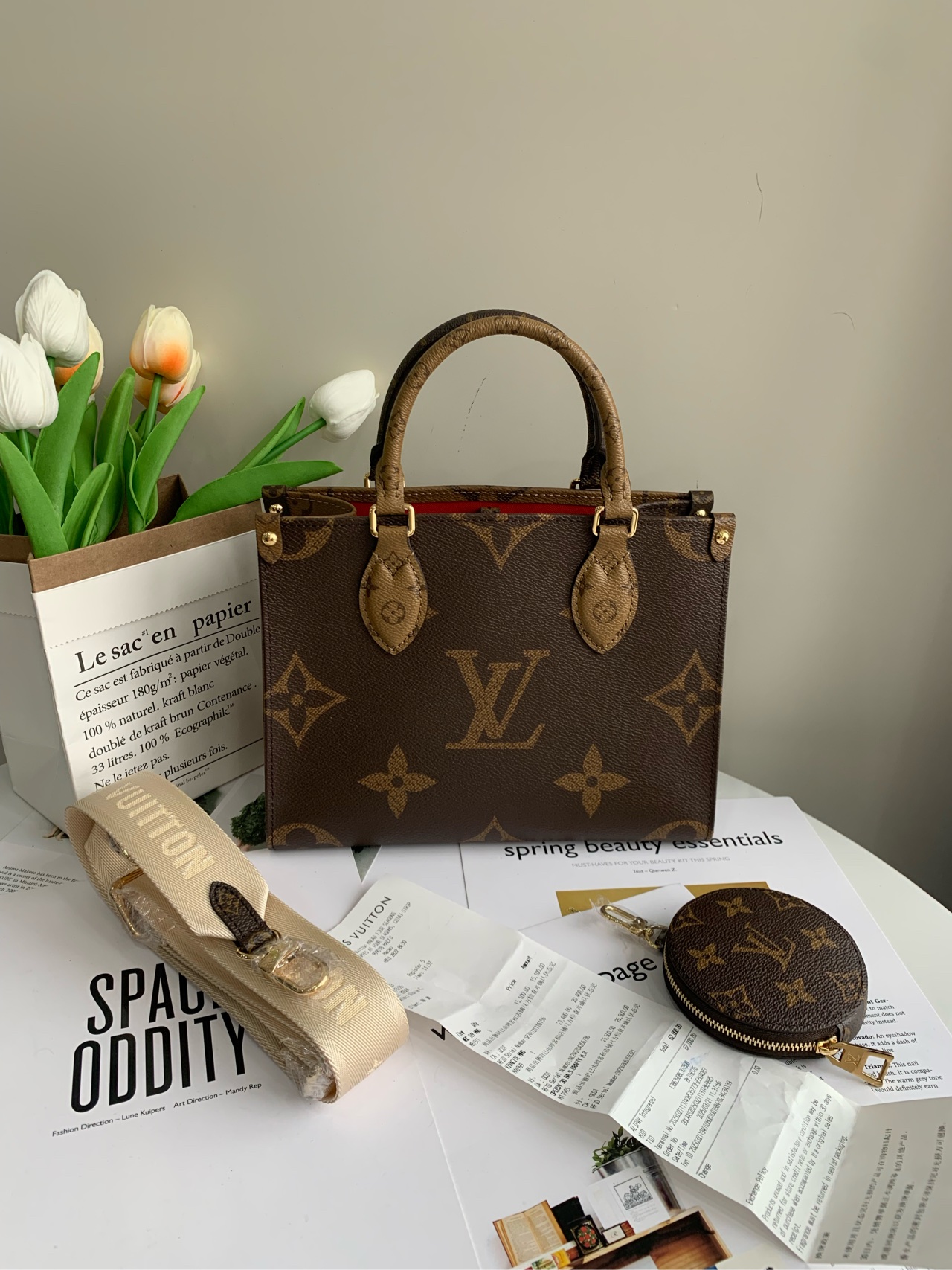 99新 LouisVuitton/路易威登 Onthego老花托特小号拆单总价17799
