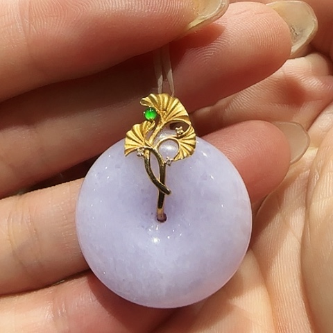翡翠18K金镶嵌吊坠(不含链)