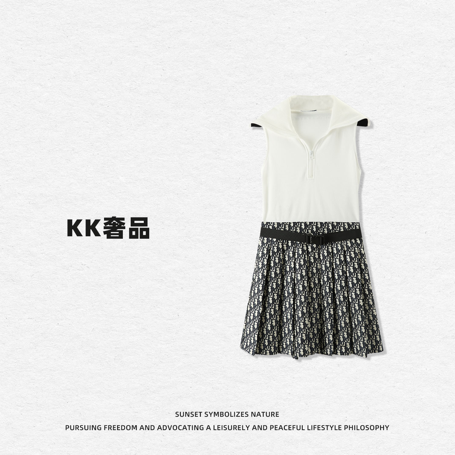 KK【都市简影】2500128夏季时尚海军领无袖高档洋气轻奢连衣裙