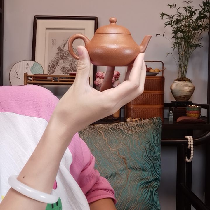 白***鸟紫砂茶壶梨形半手工壶降坡