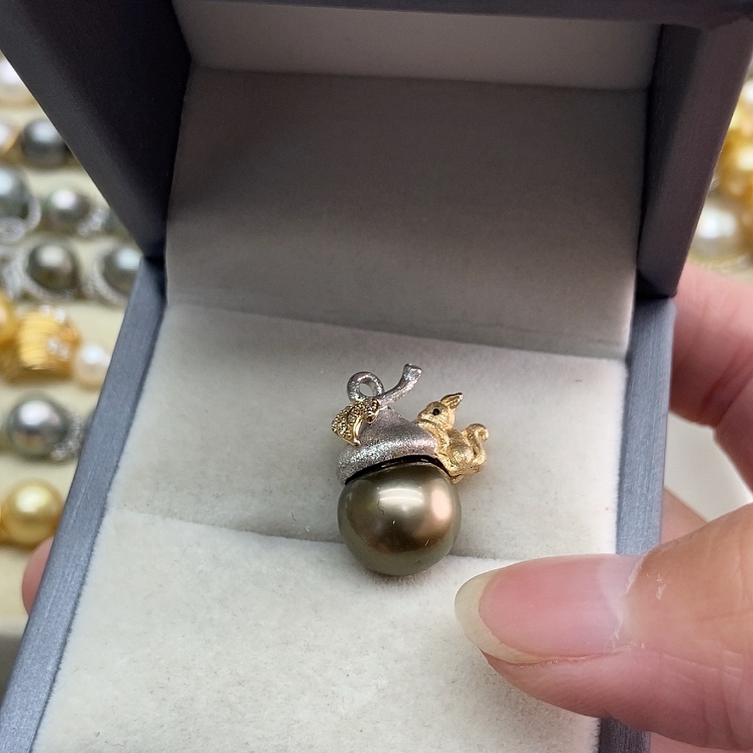 海水珍珠银S925镶嵌吊坠(不含链)