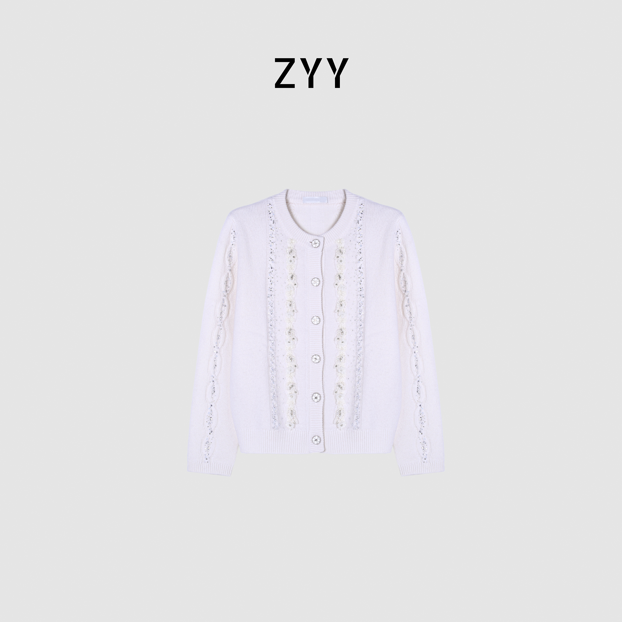 ZYY【夜绘生华】2025S/S新款重工法式烫钻蕾丝针织开衫X25DMY06013