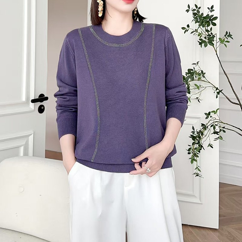 中年妈妈装秋冬毛衣针织衫大码宽松遮肚上衣长袖女秋季毛衫打底衫