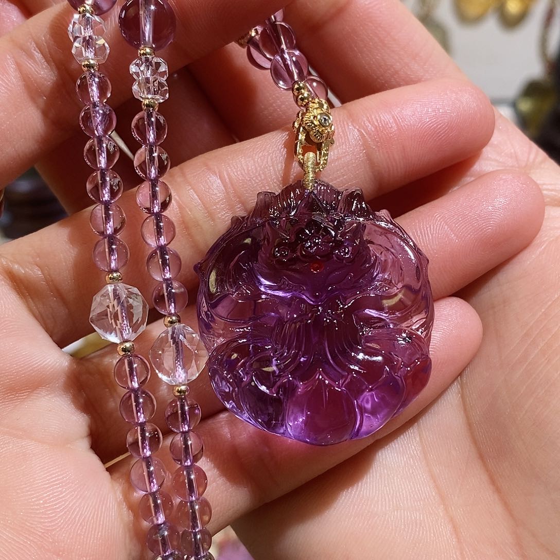 紫晶颈饰未镶嵌水晶