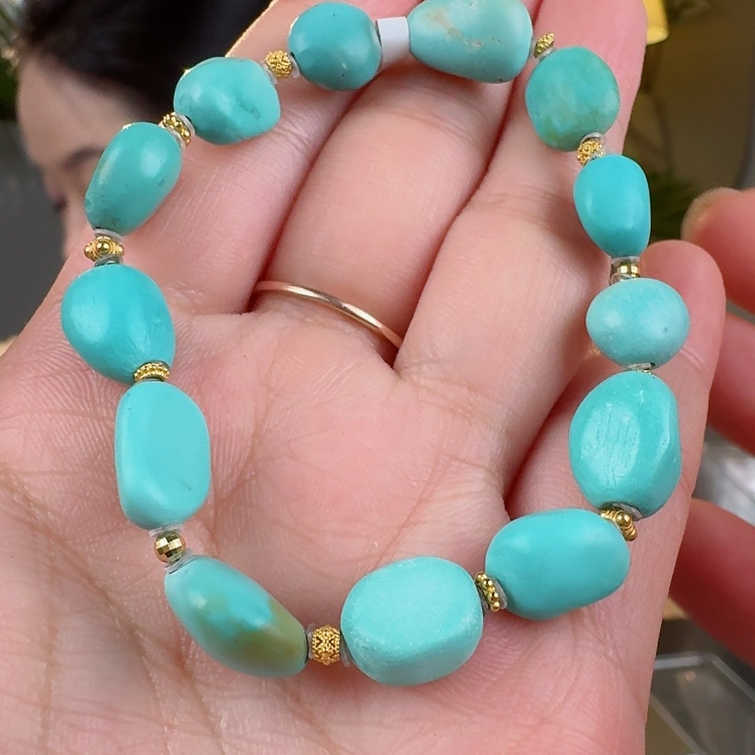 绿松石珠宝奇石18K金镶嵌