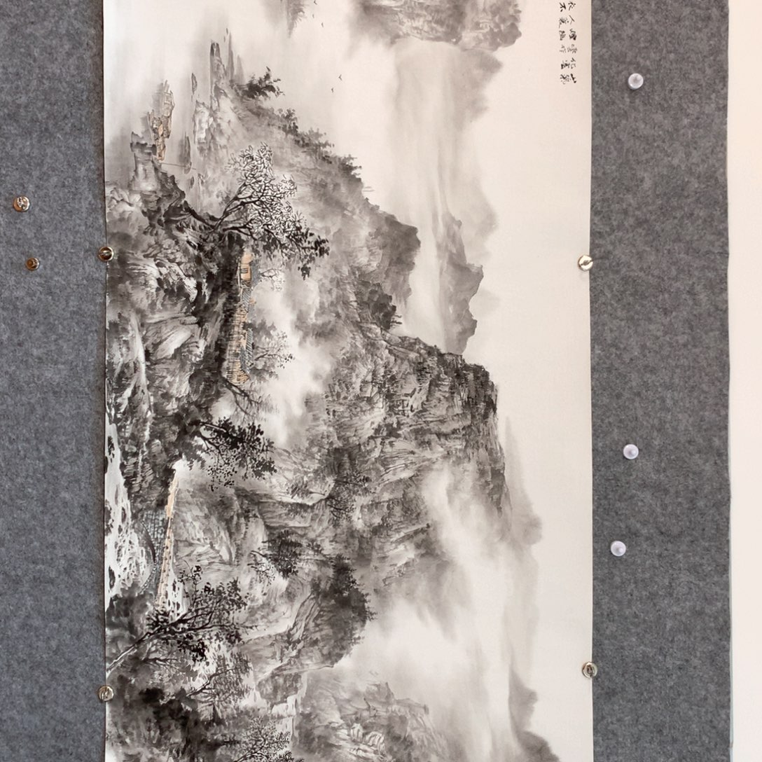 乡***人国画山水作品写意