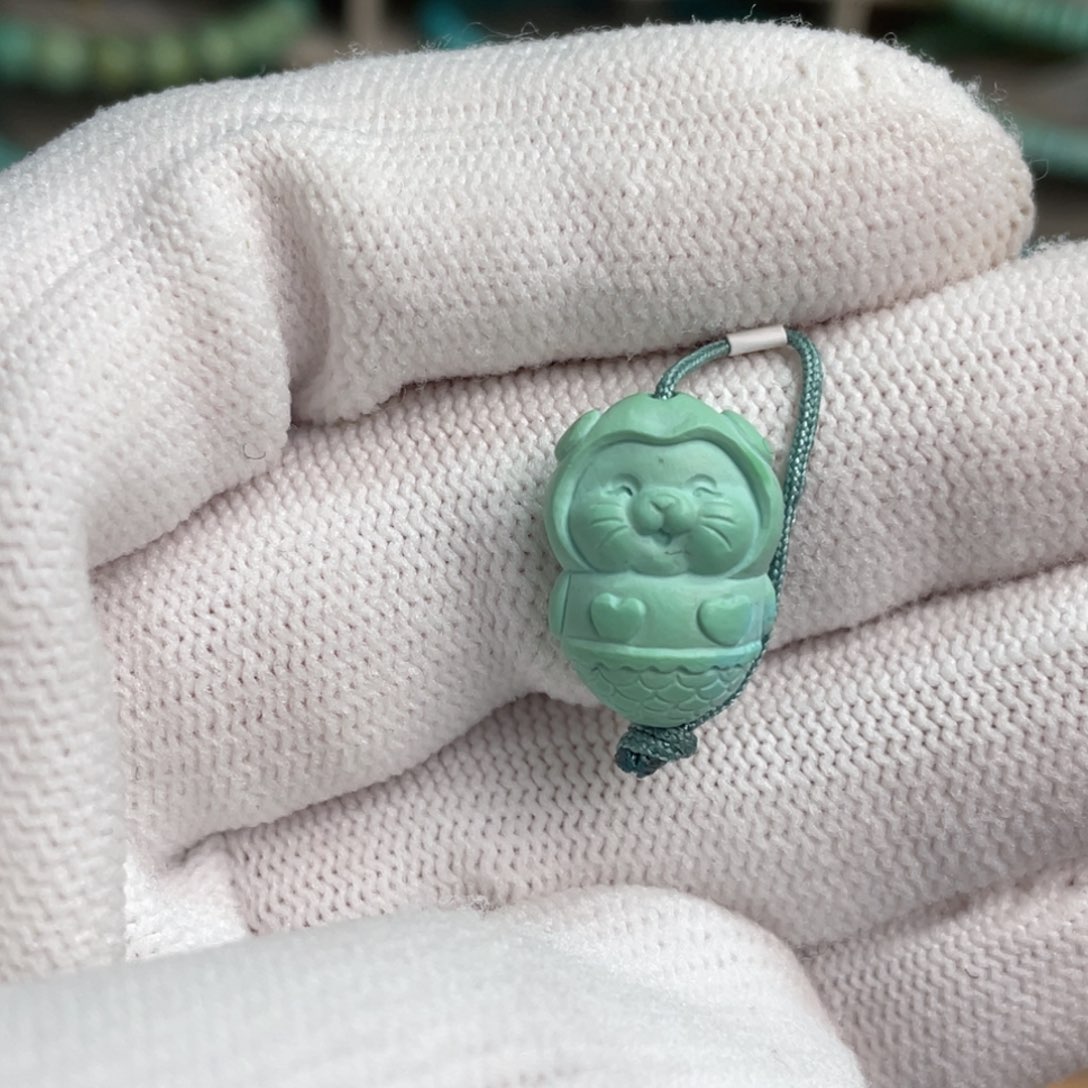 绿松石未镶嵌菜籽黄美人鱼猫6