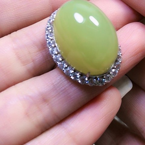 和田玉银S925镶嵌戒指