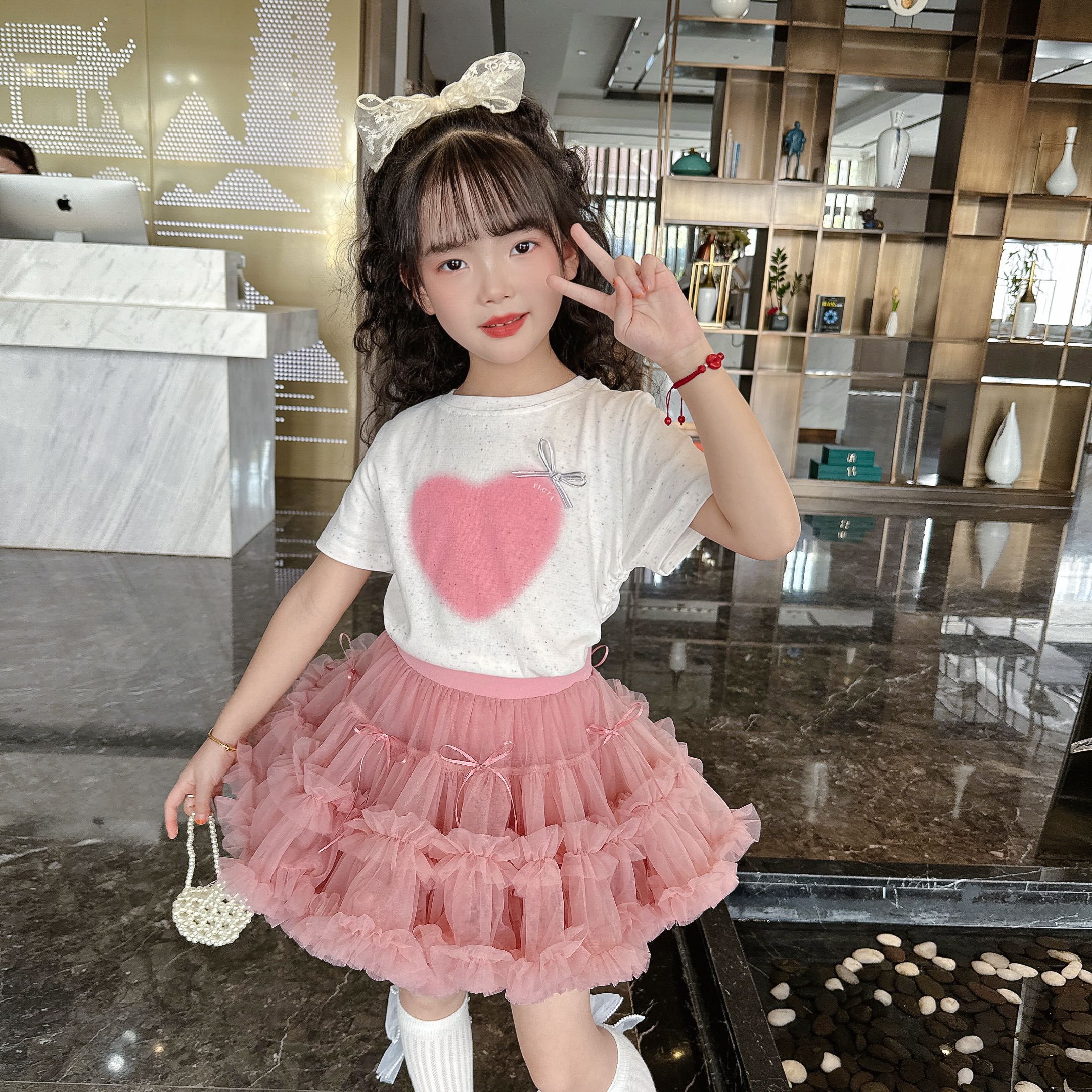 现货2025夏款女童小甜心套装女宝宝tutu裙套装T恤公主裙2件套