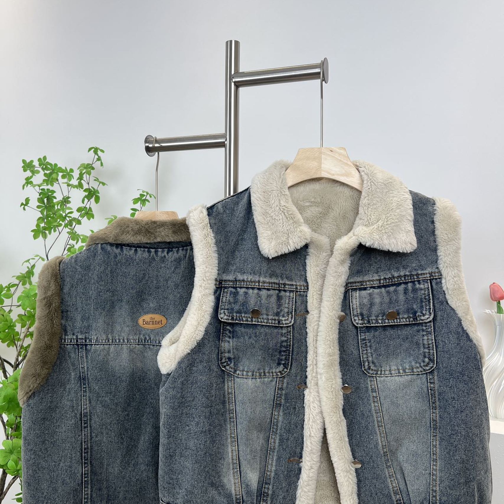 小雅姐姐 韩款牛仔加绒百搭休闲外穿保暖坎肩马甲KH28