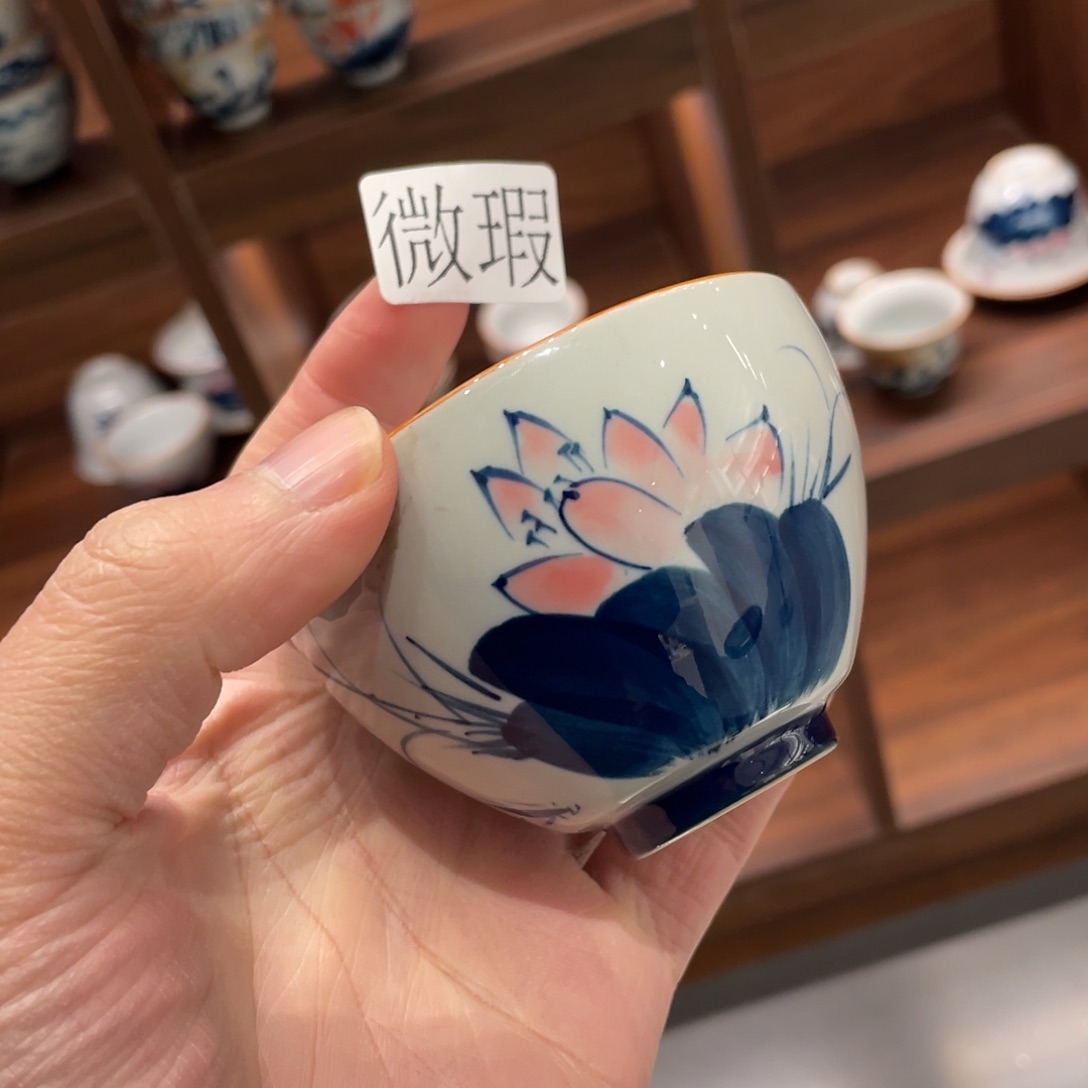 釉下手绘茶具微瑕