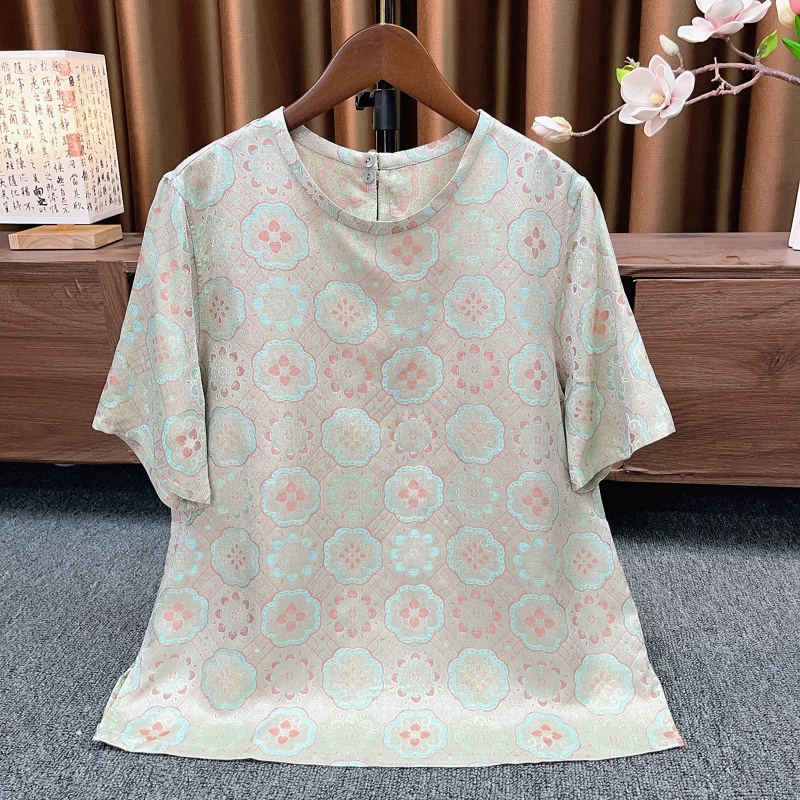 『松风』新中式国风异色萝短袖2025新款高级感双面双穿圆领T恤