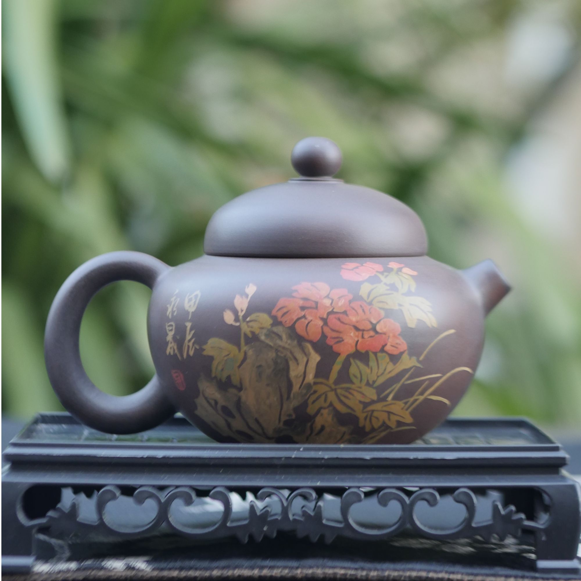 《云小陶》建水紫陶泡茶壶精美茶具吴学刚老师阴刻阳填茶壶170cc