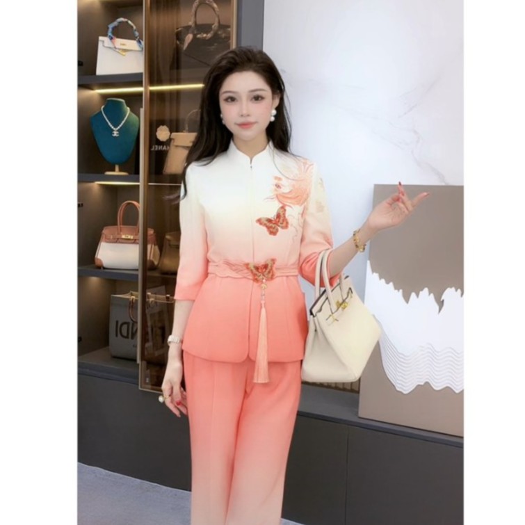 芙娜妮新款高贵女装夏季高端西装两件套时尚套装轻奢上衣N2320052