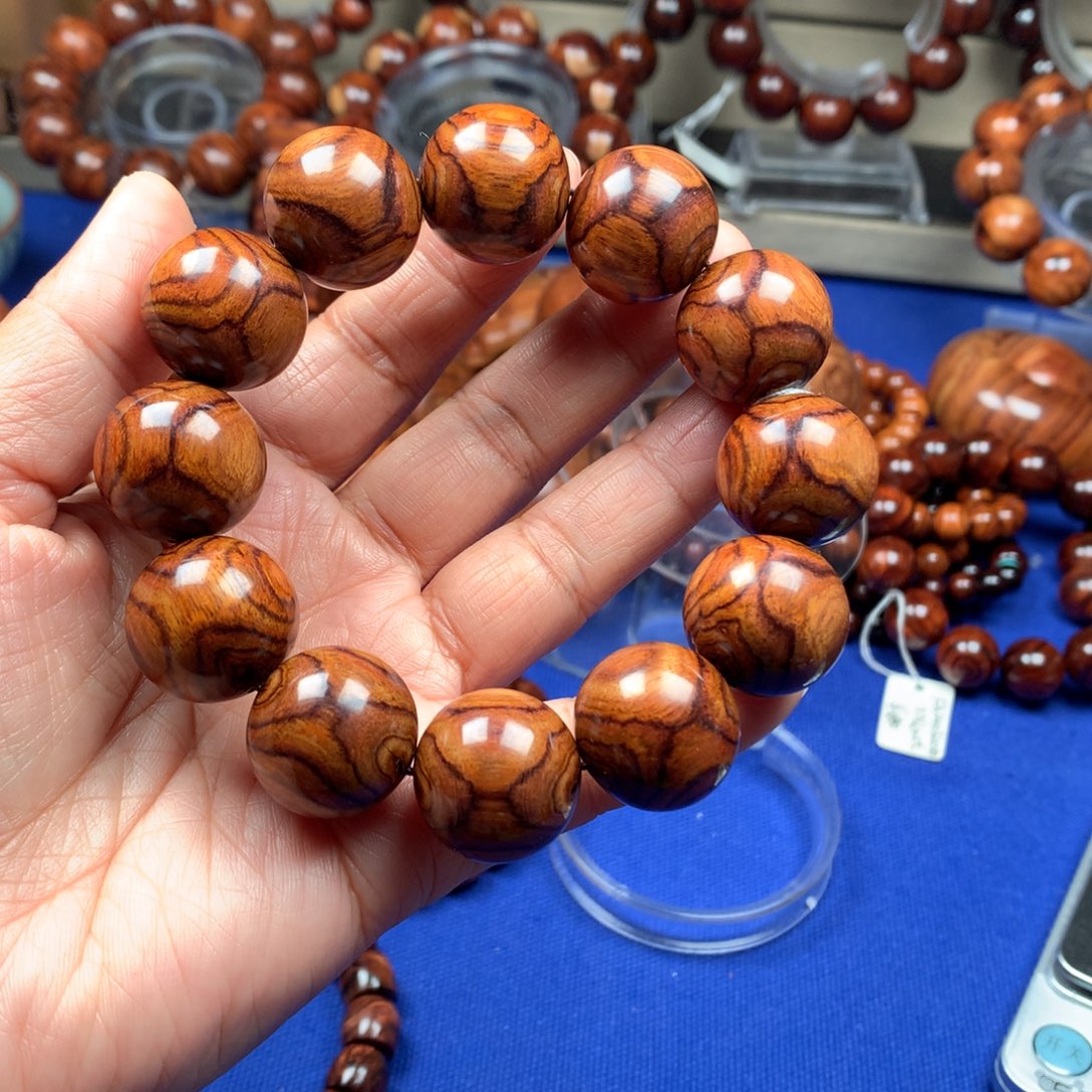 黄花梨/降香黄檀手串/手链陈*2.0海南黄花梨对眼叉纹