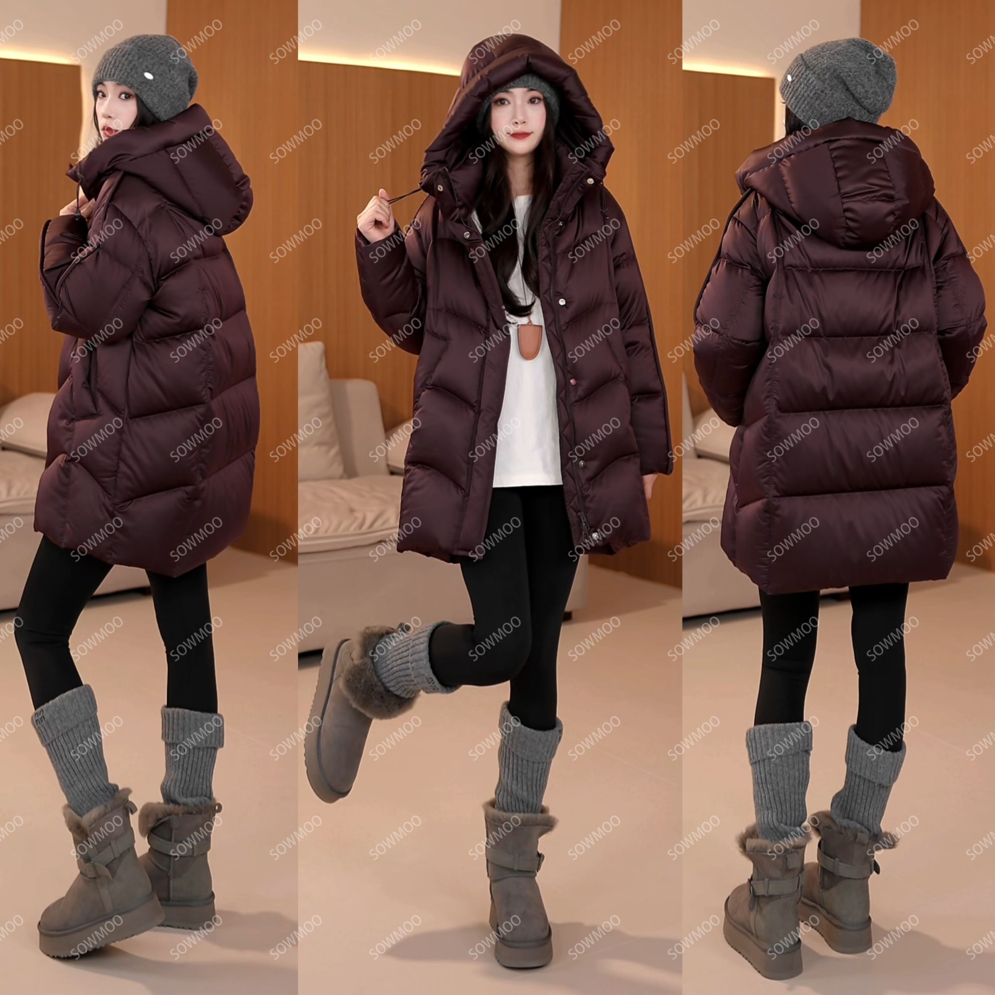 极寒顶奢95鹅绒2025冬季新款时尚宽松中长款羽绒服连帽外套DF7188