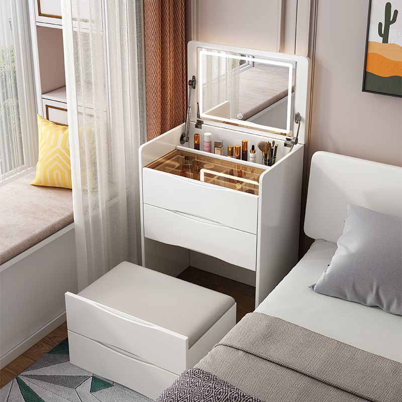 梳妆台奶油风现代简约多功能可翻盖斗柜奶油超小网红收纳柜化妆桌
