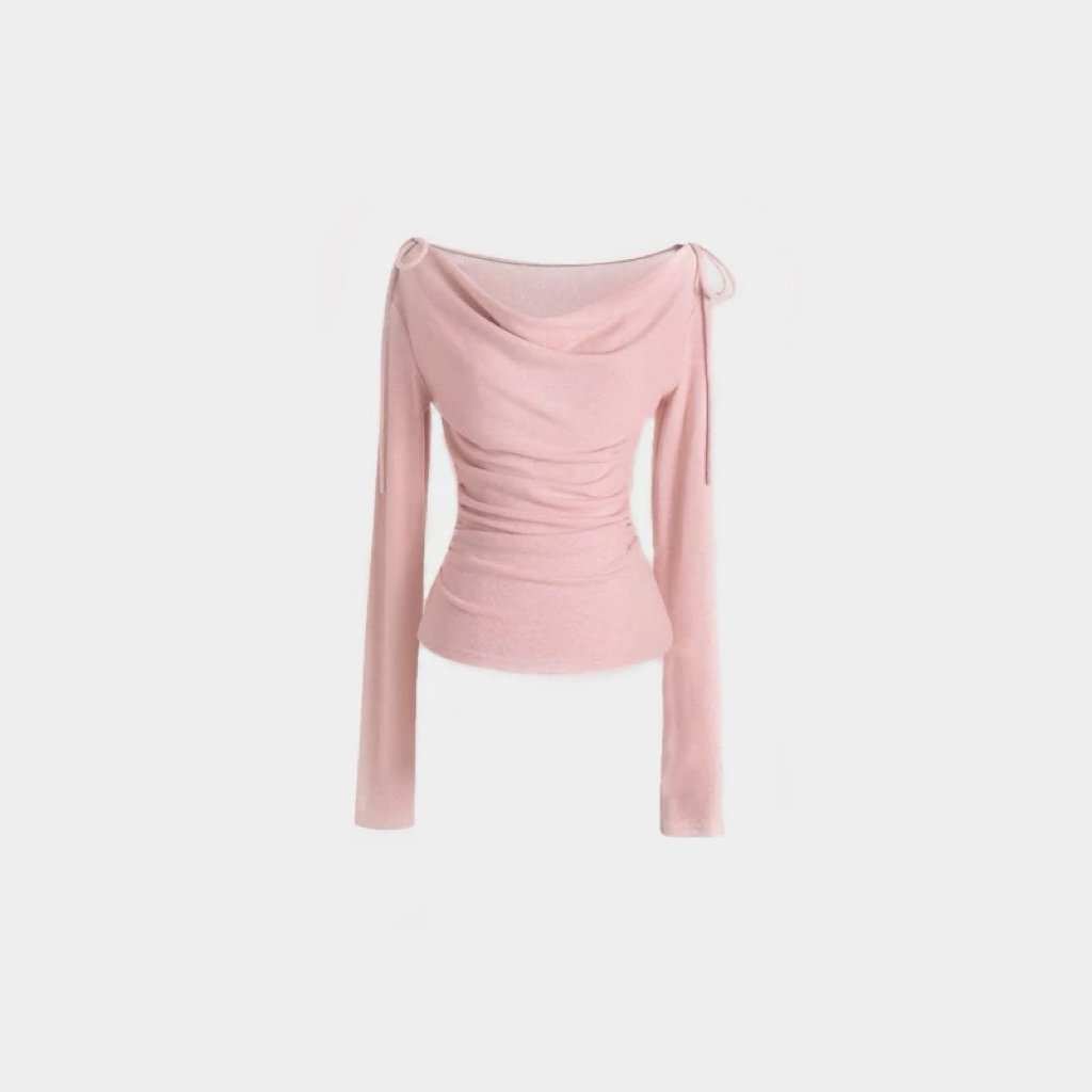 有莱头家打底衫袖蝴蝶结内搭修身短款小众设计感上衣