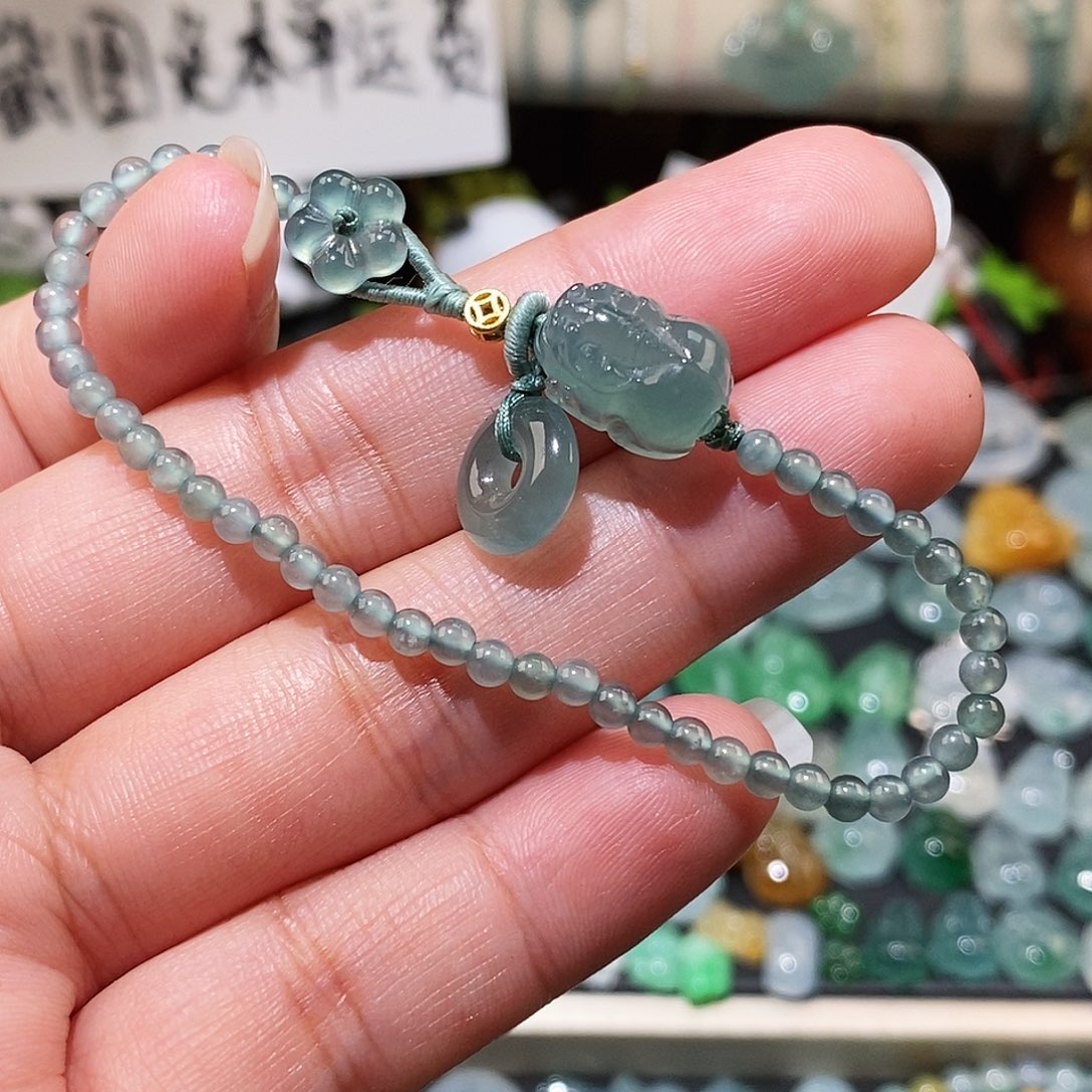 翡翠未镶嵌颈饰貔貅手链16