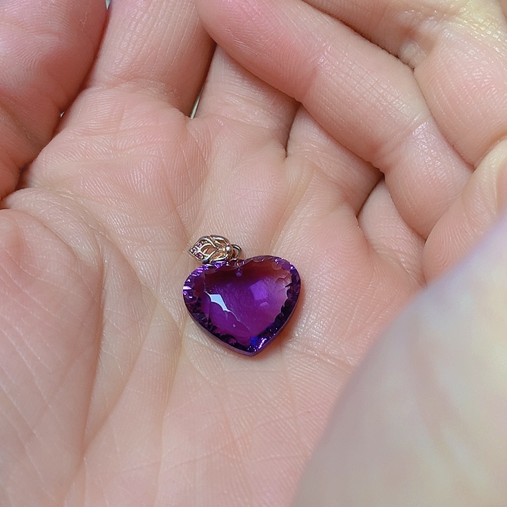 紫晶吊坠(不含链)银S925镀金镶嵌彼****