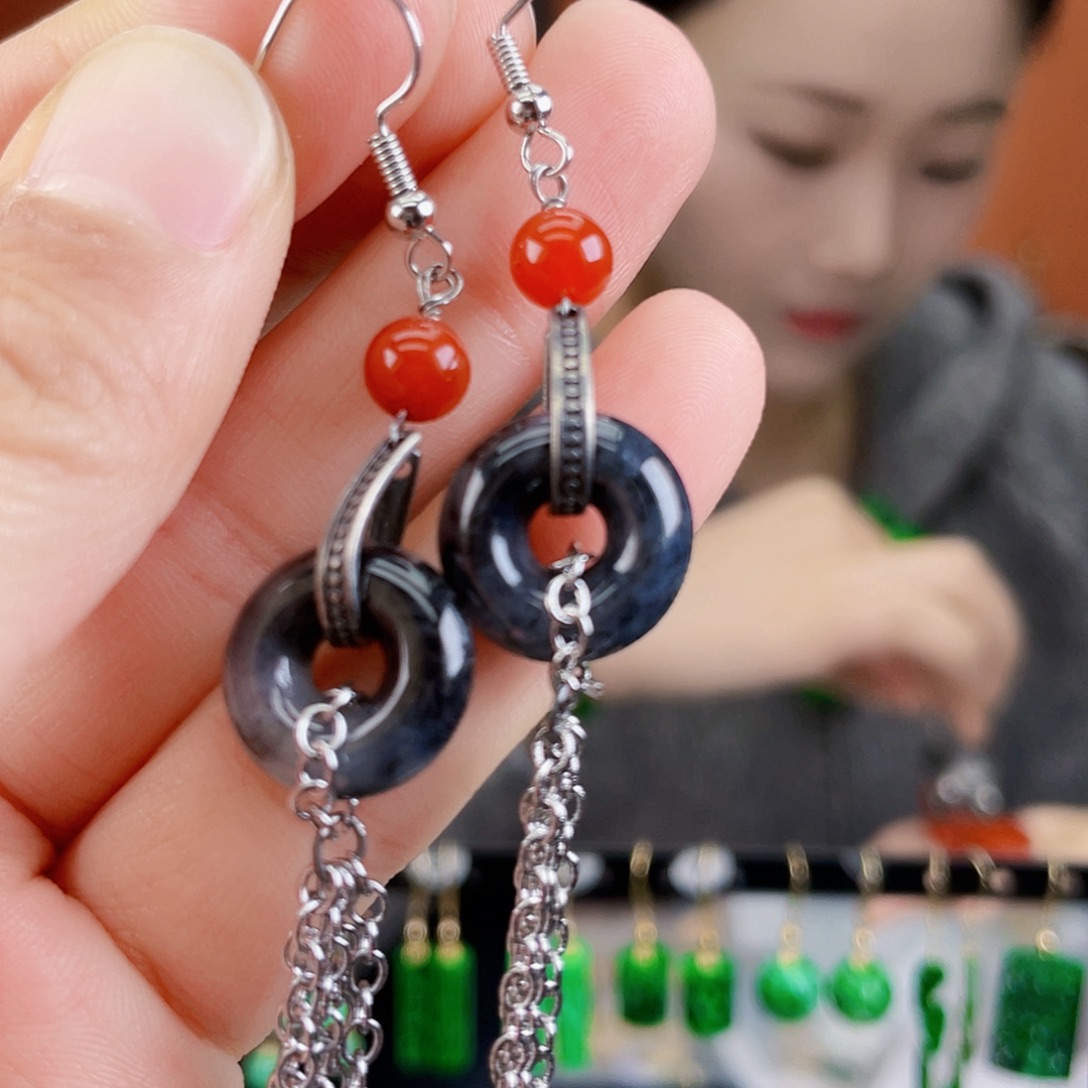 翡翠未镶嵌耳饰饰品