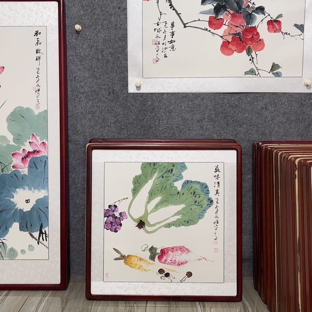 国画书画作品带框63×63