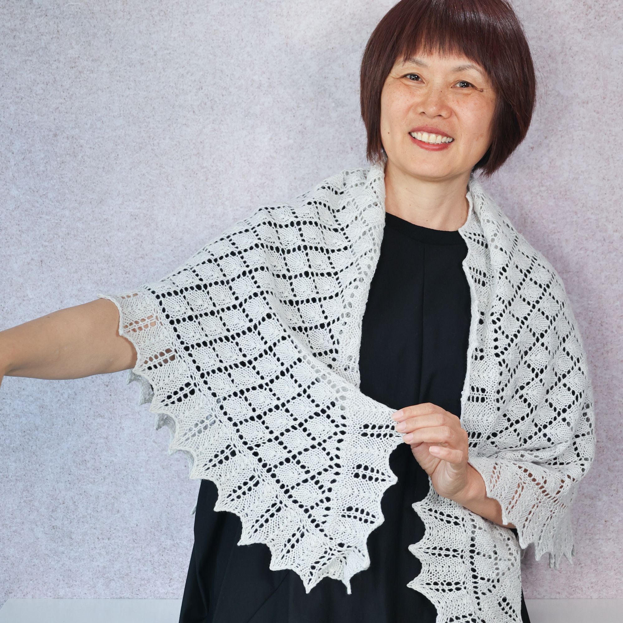 小树叶披肩材料包 羊绒桑蚕丝羊毛 手工编织  配视频教程（非成品）