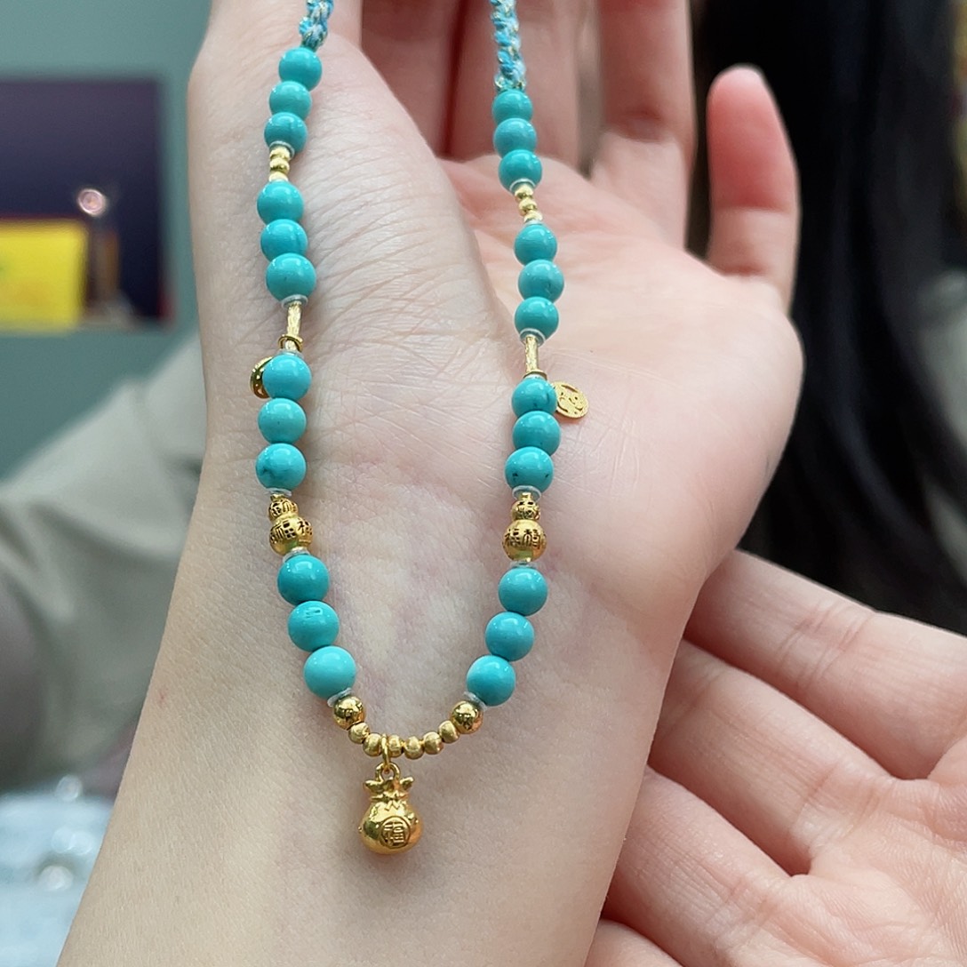 绿松石颈饰18K金镶嵌