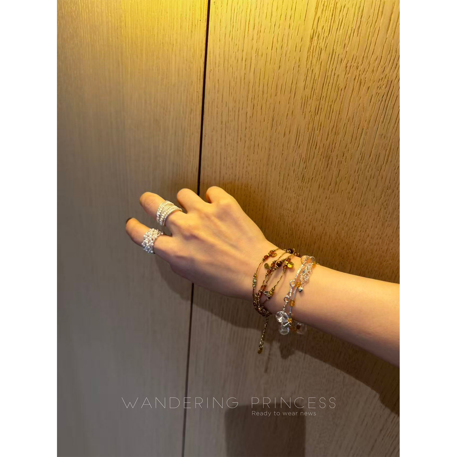 纯铜石英石手链 钱美西 复古棉绳手工编织多层叠戴手链女