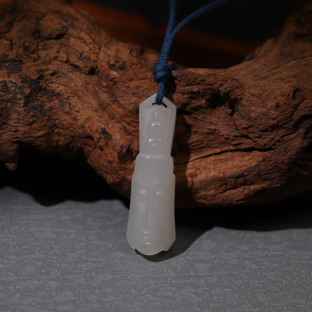 和田玉挂件·白玉佛头悟道·孤品·SHT0011